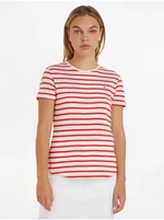 White and Red Women's Striped T-Shirt Tommy Hilfiger - Women