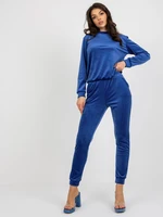 Cobalt blue cotton velour set by Brenda RUE PARIS