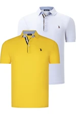 DUAL SET T8582 DEWBERRY MENS T-SHIRT-WHITE-YELLOW