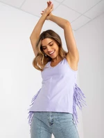 Women's purple top with fringed straps