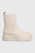 Topánky chelsea Tommy Hilfiger FEMININE RUBBERIZED THERMO BOOT béžová farba, na platforme, FW0FW07475