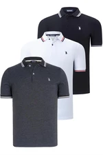 TRIPLE SET T8594 DEWBERRY MENS T-SHIRT-BLACK-WHITE-ANTHRACITE