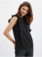 Orsay Black Womens T-Shirt with Frill - Women