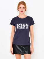 Dark blue T-shirt with print CAMAIEU - Women