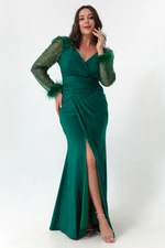 Lafaba Women's Emerald Green Plus Size Long Evening Dress