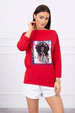 Blouse with American girl red graphics