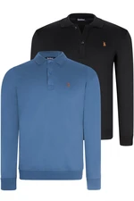 DOUBLE SET V4007 DEWBERRY MEN'S SWEATSHIRT-BLACK-INDIGO