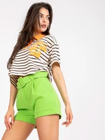 Light green elegant shorts with belt