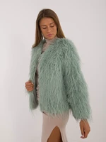 Pistachio women's fur jacket with lining