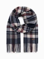 Ombre Men's Scottish check fringed scarf - navy blue and cream