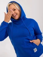 Blue cotton plus size hoodie