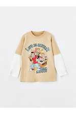 LC Waikiki Crew Neck Long Sleeve Nostalgic Monkey Printed Baby Boy T-Shirt