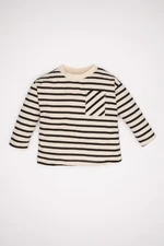 DEFACTO Baby Boy Crew Neck Striped Pocket Long Sleeve T-Shirt