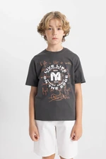 DEFACTO Boy's Crew Neck Printed Short Sleeve T-Shirt