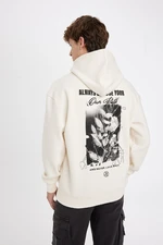 DEFACTO Boxy Fit Hooded Back Printed Sweatshirt