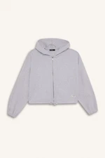 DEFACTO Cool Loose Fit Basic Plain Hooded Zipper Sweatshirt