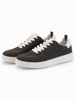 Ombre Old-school men's sneakers on thick sole - dark brown