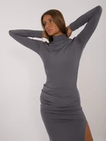 Grey fitted dress with slit