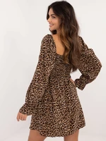 Beige and black mini dress with animal print