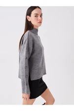 LC Waikiki Damski półgolf Gładki Długi Rękaw Oversize Sweter z dzianiny oversize