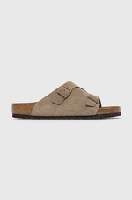 Semišové pantofle Birkenstock pánské, šedá barva