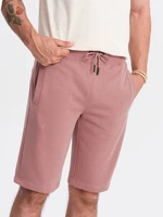 Ombre Men's BASIC cotton sweat shorts - dark pink