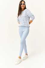 Damskie legginsy Olalook Baby Blue Fleece High Talia ze skóry