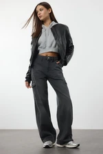 Trendyol Anthracite High Waist Wide Leg Jeans