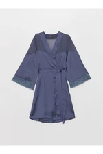 LC Waikiki Women's Double Breasted Neck Lace Detailed Satin Dressing Gown