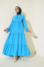 Bigdart 1627 Collar Lace-Up Hijab Dress - C.Blue