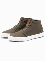 Ombre Men's cotton canvas high-top sneakers shoes - olive