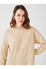 LC Waikiki Lcw Crew Neck Embroidered Long Sleeve Women's Sweatshirt Tunic