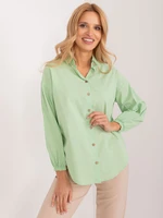 Pistachio oversize shirt with button fastening