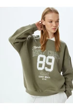 Koton Polo Collar Sweatshirt Oversize Slogan Printed Raised