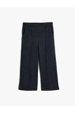 Koton Striped School Trousers Relaxed Cut Pocket Detail Viscose Blend