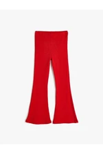 Koton Flare Trousers Ribbed Slit Detail Elastic Waist