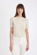 DEFACTO Soft Texture Crew Neck Short Sleeve Knitted Sweater