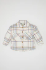 DEFACTO Baby Girl Shirt Collar Plaid Patterned Flannel Long Sleeve Shirt