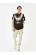 Koton Brown Striped Men&#39;s T-Shirt