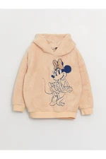 LC Waikiki Minnie Mouse Embroidered Plush Girls' Hoodie