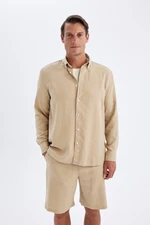 DEFACTO Relax Fit Polo Neck Cotton Long Sleeve Shirt