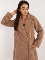 Brown women's winter coat with pockets