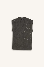 DEFACTO Relax Fit V Neck Stoned Sweater