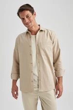 DEFACTO Regular Fit Basic Plain Long Sleeve Shirt with Pocket