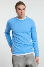 Trendyol Blue Slim Fit Crew Neck Plain Knitwear Sweater