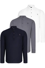 TRIPLE SET G783 DEWBERRY JUDGE COLLAR SHIRT-NAVY-WHITE-ANTHRACITE