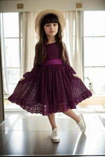 N8712 Dewberry Princess Model Girls Dress with Hat & Lace-MOR