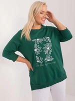 Navy green plus-size blouse with slits