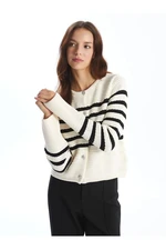 LC Waikiki Crew Neck Striped Long Sleeve Women's Knitwear Cardigan