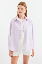 Bigdart 20212 Single Pocket Striped Oversize Shirt - Pink